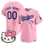 Custom Los Angeles Dodgers ACTIVE PLAYER Pink 2025 Hello Kitty Vapor Premier Limited Stitched Baseball Jersey