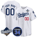 Custom Los Angeles Dodgers ACTIVE PLAYER White 2025 World Series With No. 34 Patch Limited Stitched Baseball Jersey