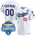Custom Los Angeles Dodgers White 2025 Back-To-Back World Series Collection Stadium Jersey