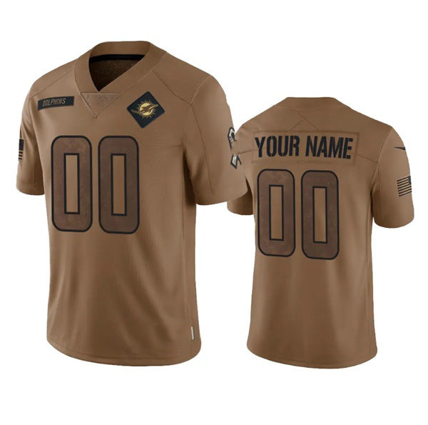 Custom M.Dolphins  2023 Brown Salute To Setvice Limited Stitched Football Jersey Marou