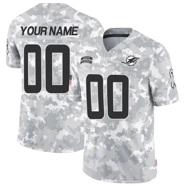 Custom M.Dolphins  2024 F.U.S.E Arctic Camo Salute To Service Limited Stitched Football Jersey Marou
