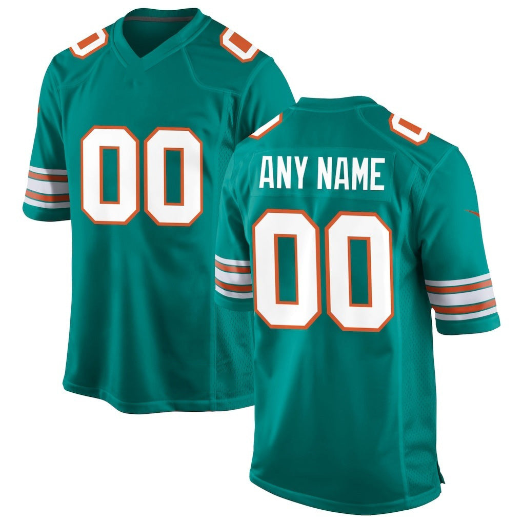 Custom M.Dolphins Aqua Alternate Game Football Jersey Marou