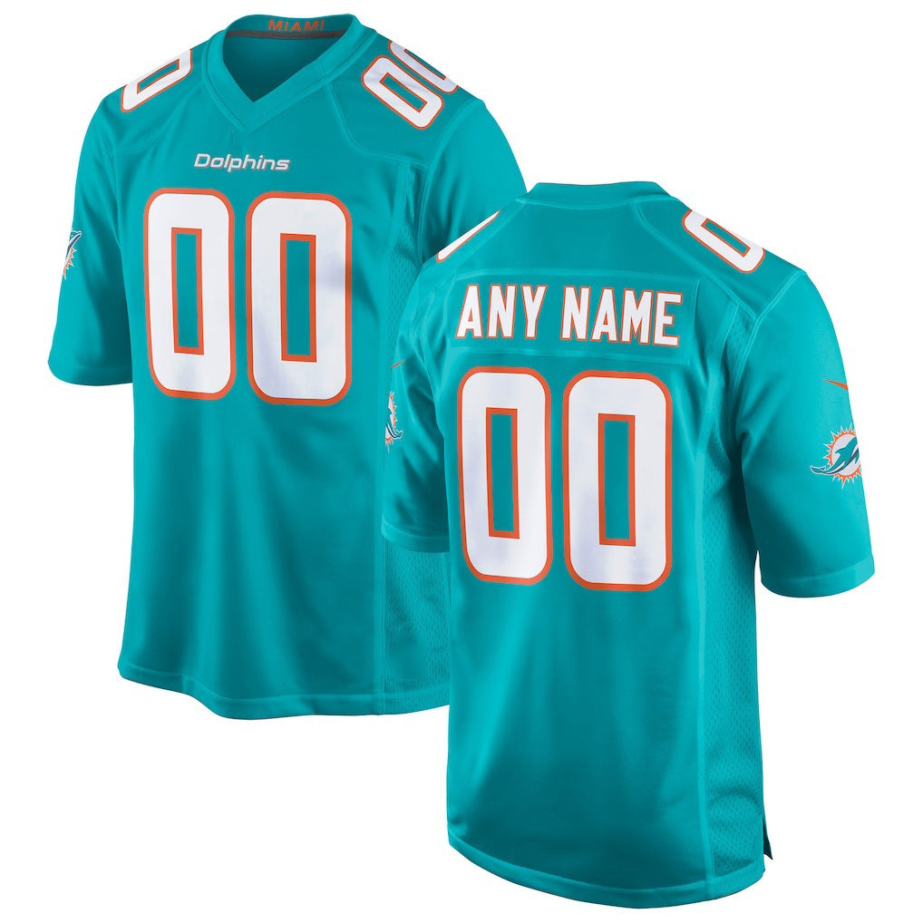 Custom M.Dolphins Aqua Game Football Jersey Marou
