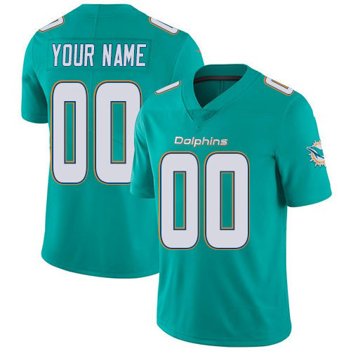 Custom M.Dolphins Home Aqua Green Stitched Vapor Untouchable Limited Football Jersey Marou