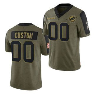 Custom M.Dolphins Olive  2021 Salute To Service Limited Stitched Football Jersey Marou