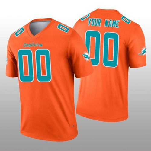 Custom M.Dolphins Orange Inverted Legend Football Jersey Marou