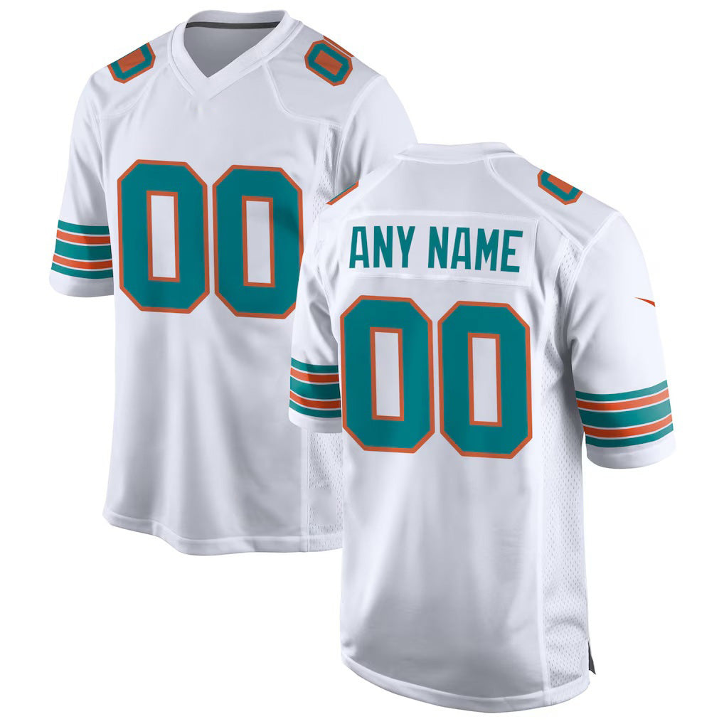 Custom M.Dolphins White Alternate Game Football Jersey Marou