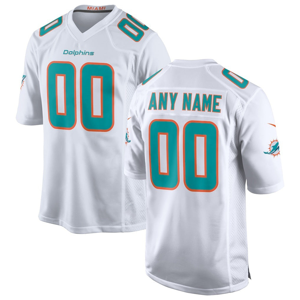 Custom M.Dolphins White Game Football Jersey Marou