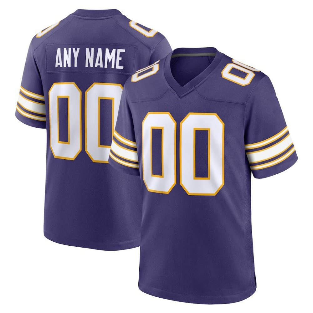 Custom Minnesota Vikings Purple Classic Game Stitched Football Jersey