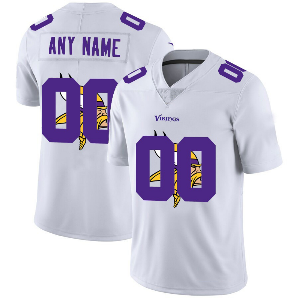 Custom MN.Vikings White Team Big Logo Vapor Limited Stitched Football Jersey