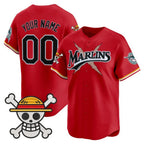Custom Miami Marlins x One Piece Red Vapor Premier Limited Jersey - Stitched Baseball Jersey