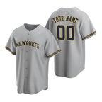 Custom Milwaukee Brewers Gray Stitched Cool Base Road Baseball Jersey