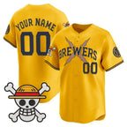 Custom Milwaukee Brewers x One Piece Gold Vapor Premier Limited Jersey - Stitched Baseball Jersey