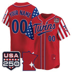 Custom Minnesota Twins America 250 Edition Vapor Premier Limited Red Stitched Baseball Jersey