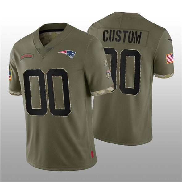 Custom NE.Patriots ACTIVE PLAYER 2022 Olive Salute To Service Limited Stitched Football Jersey Marou