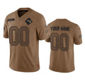 Custom NE.Patriots Active Player 2023 Brown Salute To Setvice Limited Stitched Football Jersey Marou