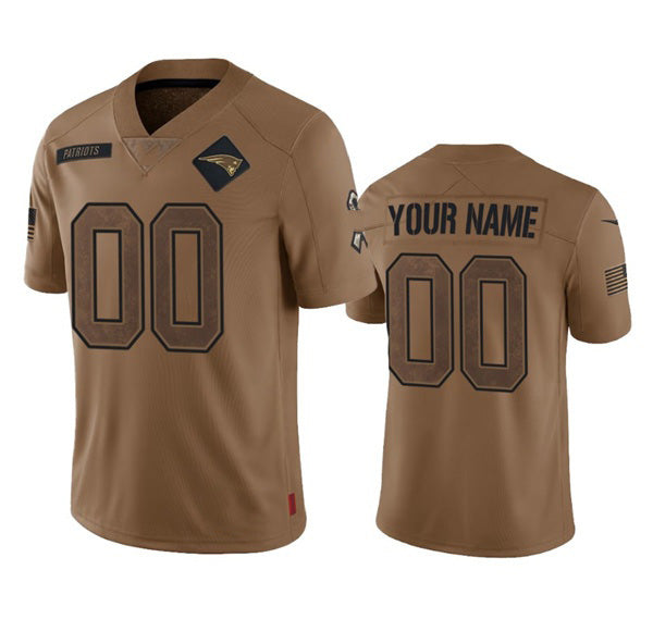 Custom NE.Patriots Active Player 2023 Brown Salute To Setvice Limited Stitched Football Jersey Marou