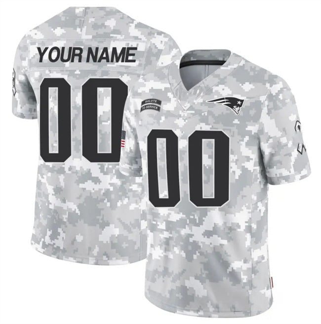 Custom NE.Patriots Active Player 2024 F.U.S.E Arctic Camo Salute To Service Limited Stitched Football Jersey Marou