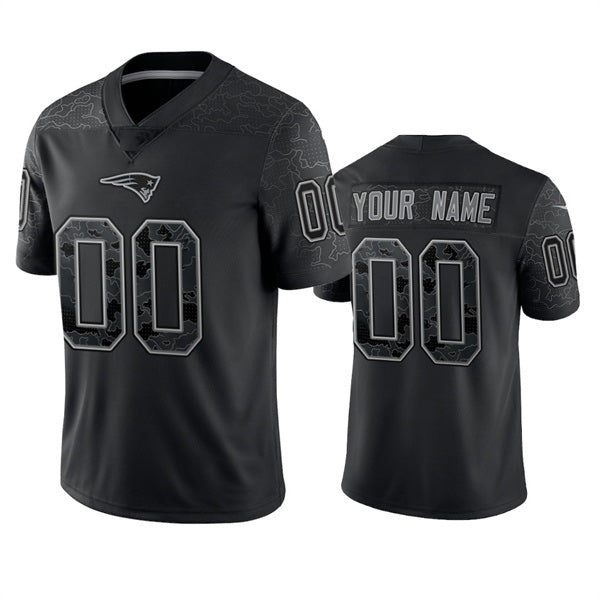Custom NE.Patriots Active Player Black Reflective Limited Stitched Football Jersey Marou