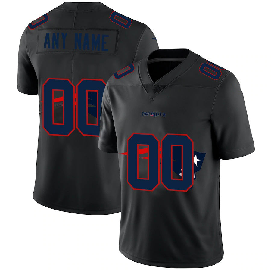 Custom NE.Patriots Black Team Logo Dual Overlap Limited Football Jersey Marou