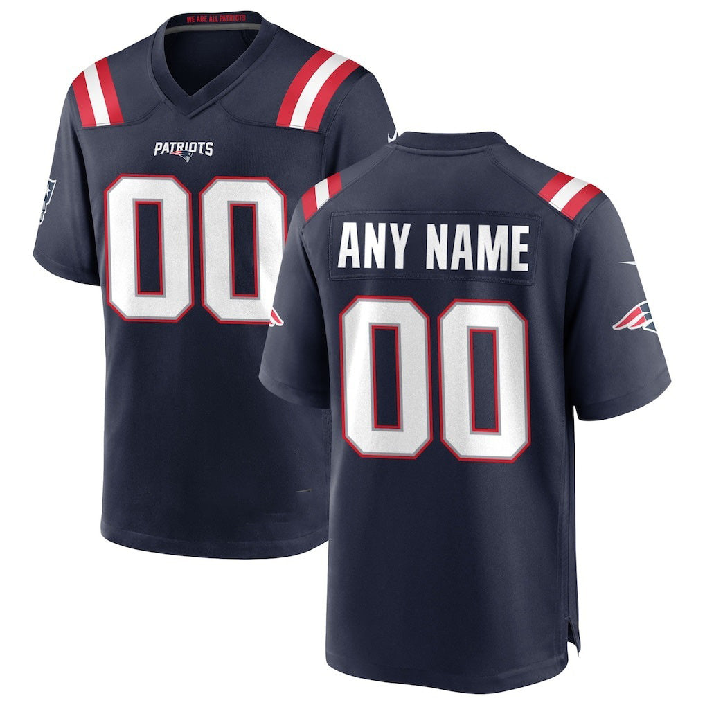 Custom NE.Patriots Navy Game Football Jersey Marou