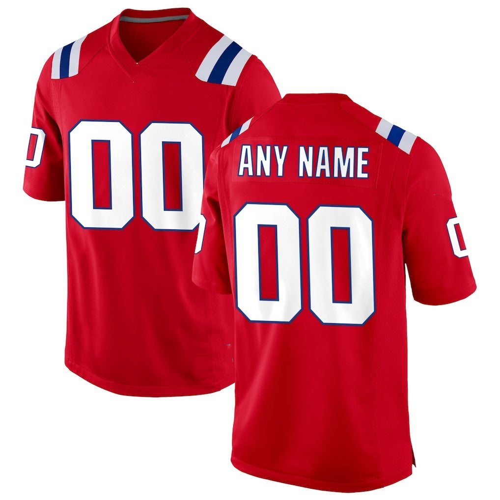 Custom NE.Patriots Red Alternate Football Jersey Marou
