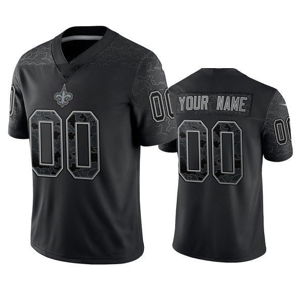 Custom NO.Saints Active Player Black Reflective Limited Stitched Football Jersey Marou
