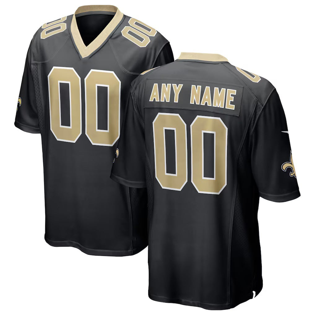 Custom NO.Saints Black Game Football Jersey Marou