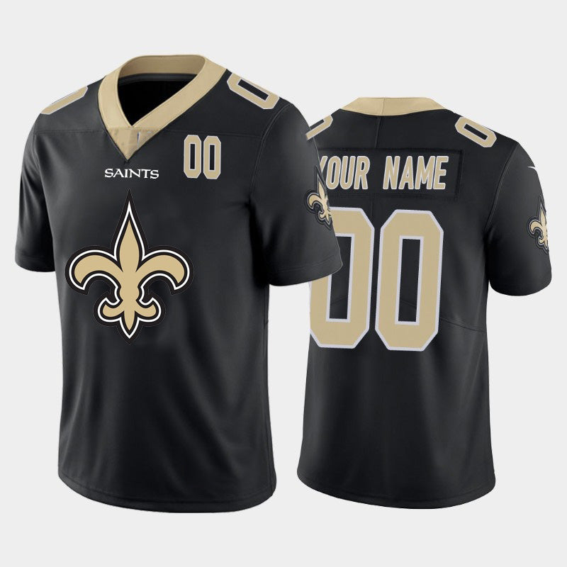 Custom NO.Saints Black Team Big Logo Number Vapor Untouchable Limited Football Jersey Marou
