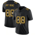 Custom NO.Saints Black Team Logo Dual Overlap Limited Football Jersey Marou