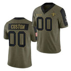 Custom NO.Saints Olive ACTIVE PLAYER 2021 Salute To Service Limited Stitched Football Jersey Marou