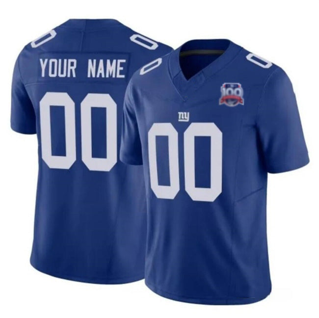Custom NY.Giants Active Player Blue 2024 F.U.S.E. 100TH Season Patch Vapor Untouchable Limited Stitched Football Jersey Marou