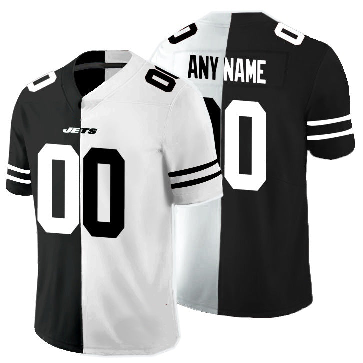 Custom NY.Jets Black And White Split Vapor Untouchable Limited Football Jersey Marou
