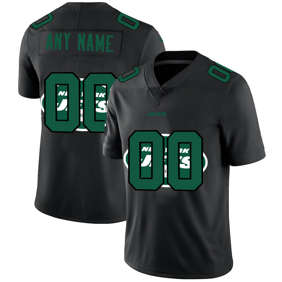 Custom NY.Jets Black Team Logo Dual Overlap Limited Football Jersey Marou