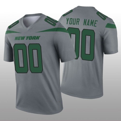 Custom NY.Jets Gray Inverted Legend Football Jersey Marou