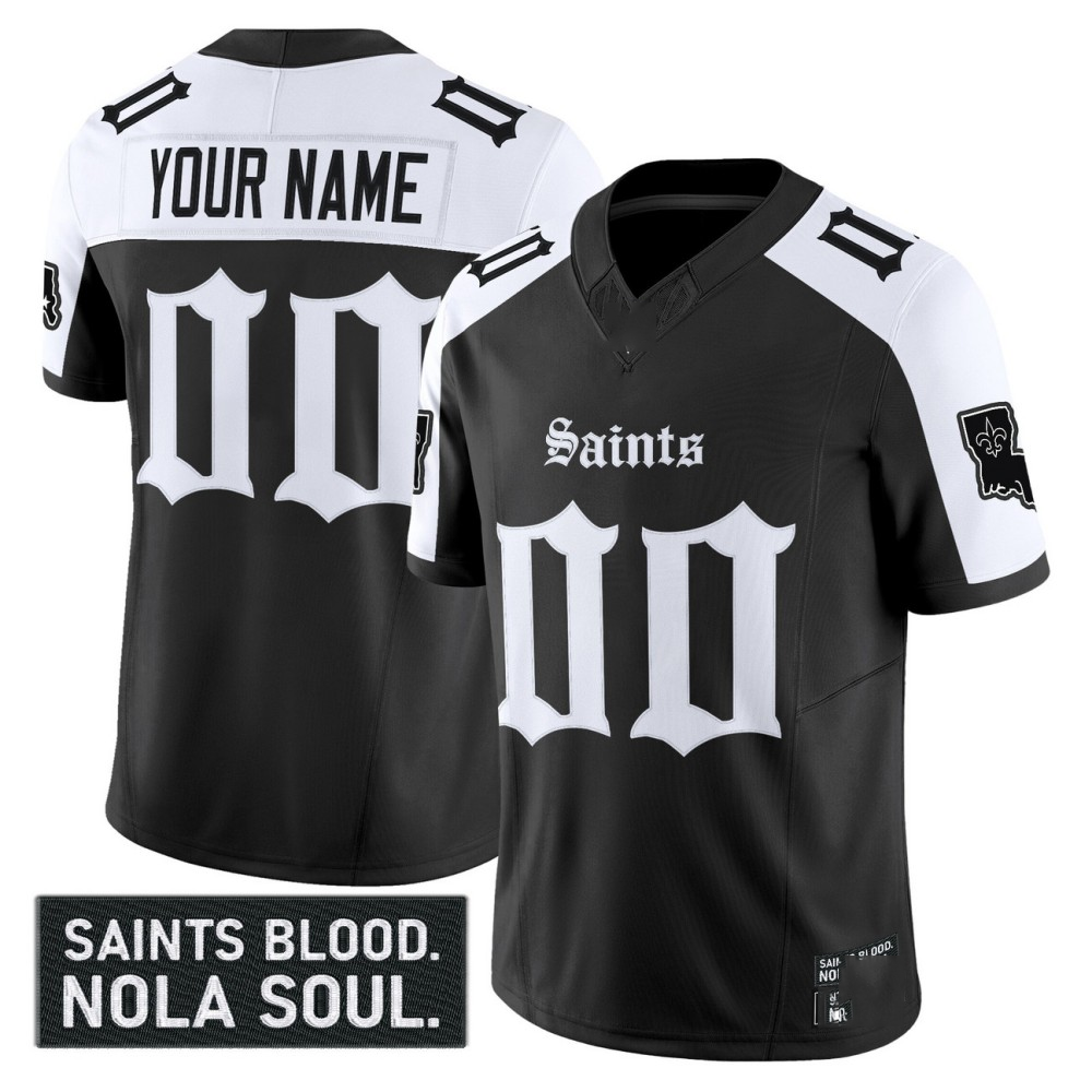 Custom New Orleans Saints Black Alternate Gothic Vieux Carré Edition F.U.S.E. Vapor Limited Stitched Football Jersey