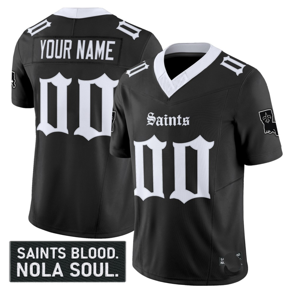 Custom New Orleans Saints Black Gothic Vieux Carré Edition F.U.S.E. Vapor Limited Stitched Football Jersey