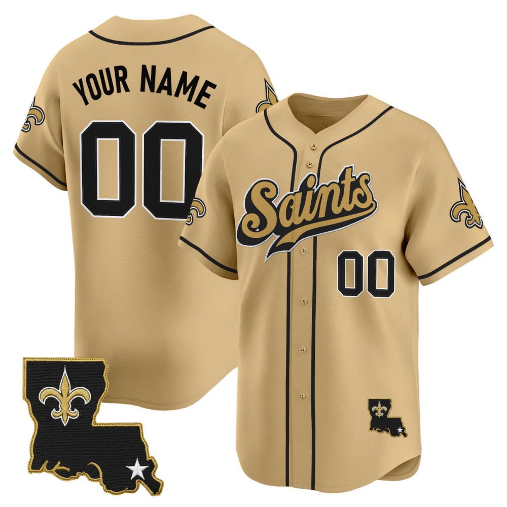 Custom New Orleans Saints Gold 2025 Vapor Baseball Stitched Jerseys