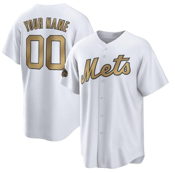 Custom New York Mets Active Player White 2022 All-Star Cool Base Stitched Baseball jersey