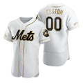 Custom New York Mets White Stitched Flex Base Golden Edition Baseball jersey