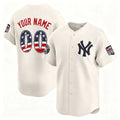 Custom New York Yankees Cream USA 250 Fourth of July Limited Baseball Stitched Jersey