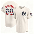 Custom New York Yankees Cream USA 250 Fourth of July Limited Baseball Stitched Jersey