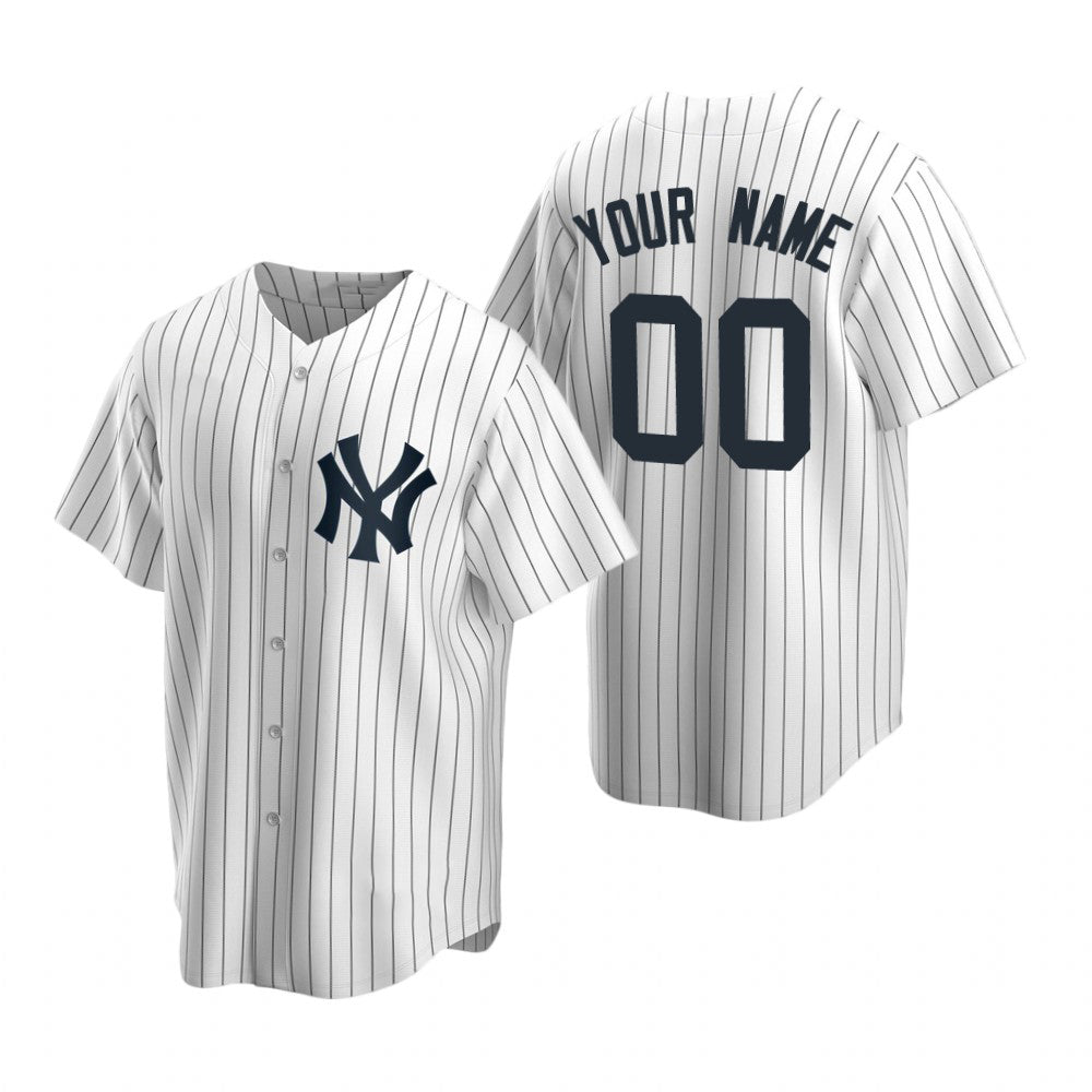 Custom New York Yankees White Stitched Cool Base Home Baseball Jersey
