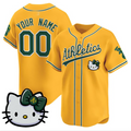Custom Oakland Athletics Active Player Gold Hello Kitty Vapor Premier Limited Stitched Baseball Jersey