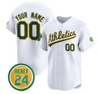 Custom Oakland Athletics Active Player White Rickey Henderson Patch Vapor Premier Limited Stitched Baseball Jersey
