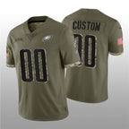 Custom P.Eagles ACTIVE PLAYER 2022 Olive Salute To Service Limited Stitched Football Jersey Marou