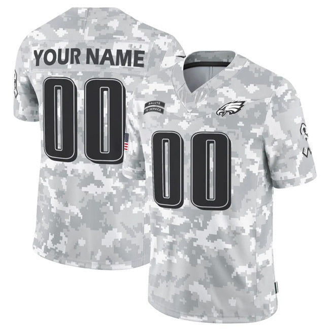Custom P.Eagles Active Player 2024 F.U.S.E Arctic Camo Salute To Service Limited Stitched Football Jersey Marou