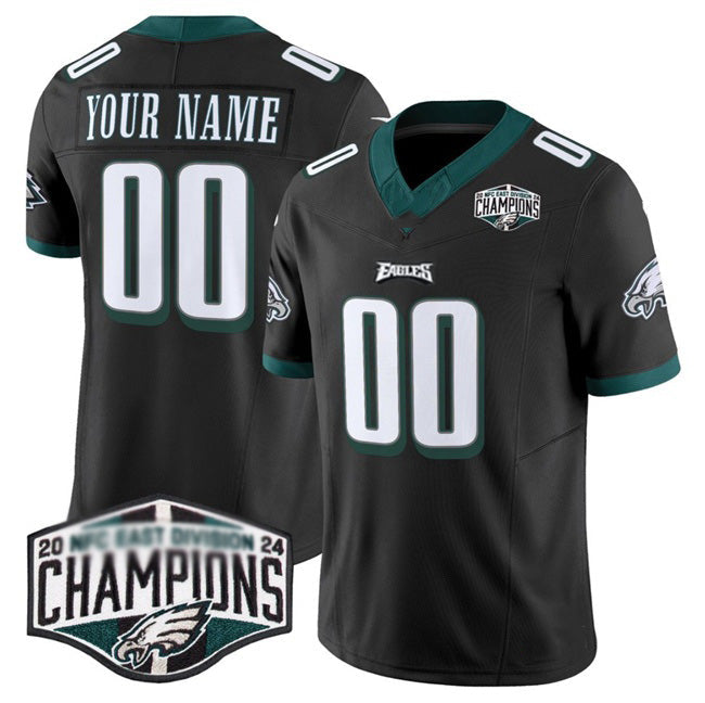 Custom P.Eagles Active Player Black 2024 NFC East Champions F.U.S.E. Vapor Untouchable Limited Stitched Football Jersey Marou