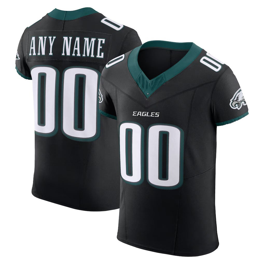 Custom P.Eagles Black Alternate Vapor F.U.S.E. Elite Football Jersey Marou