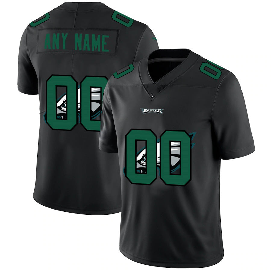 Custom P.Eagles Black Team Logo Dual Overlap Limited Football Jersey Marou